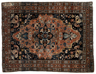 Appraisal: Ferahan Sarouk rug ornate central medallion on salmon field matching