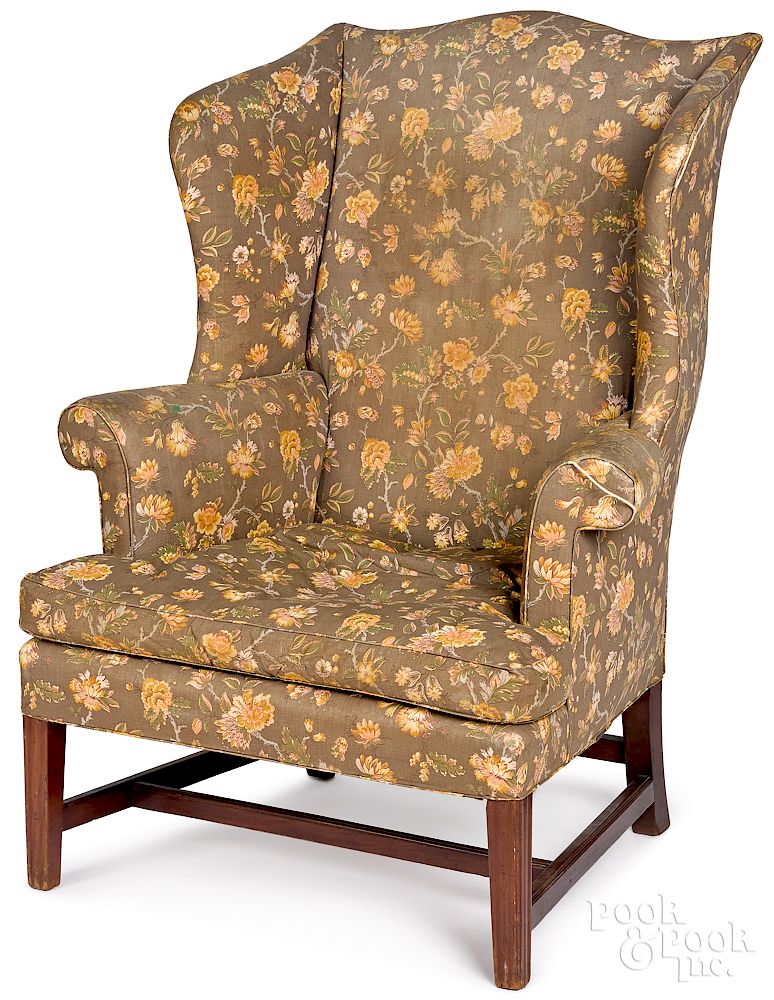 Appraisal: New England Chippendale mahogany wing chair Exclusive on Bidsquare New