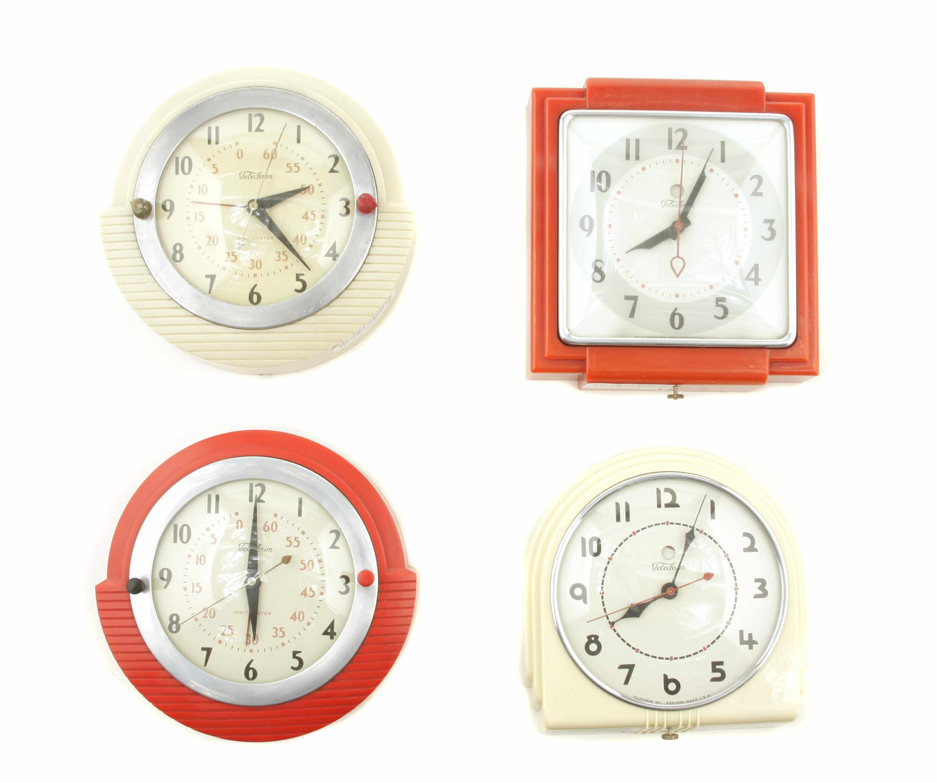 Appraisal: A set of eight American kitchen clocks mostly Bakeliteheight of