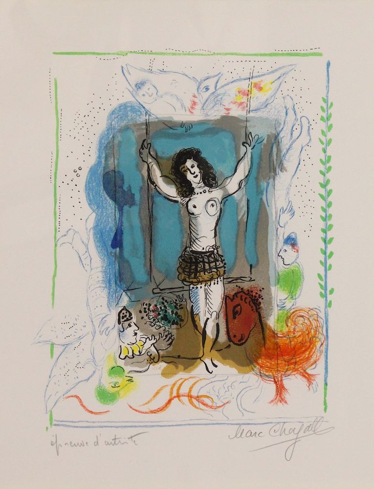 Appraisal: CHAGALL Marc Color Lithograph Trapeziste A L'Oseau Signed in pencil