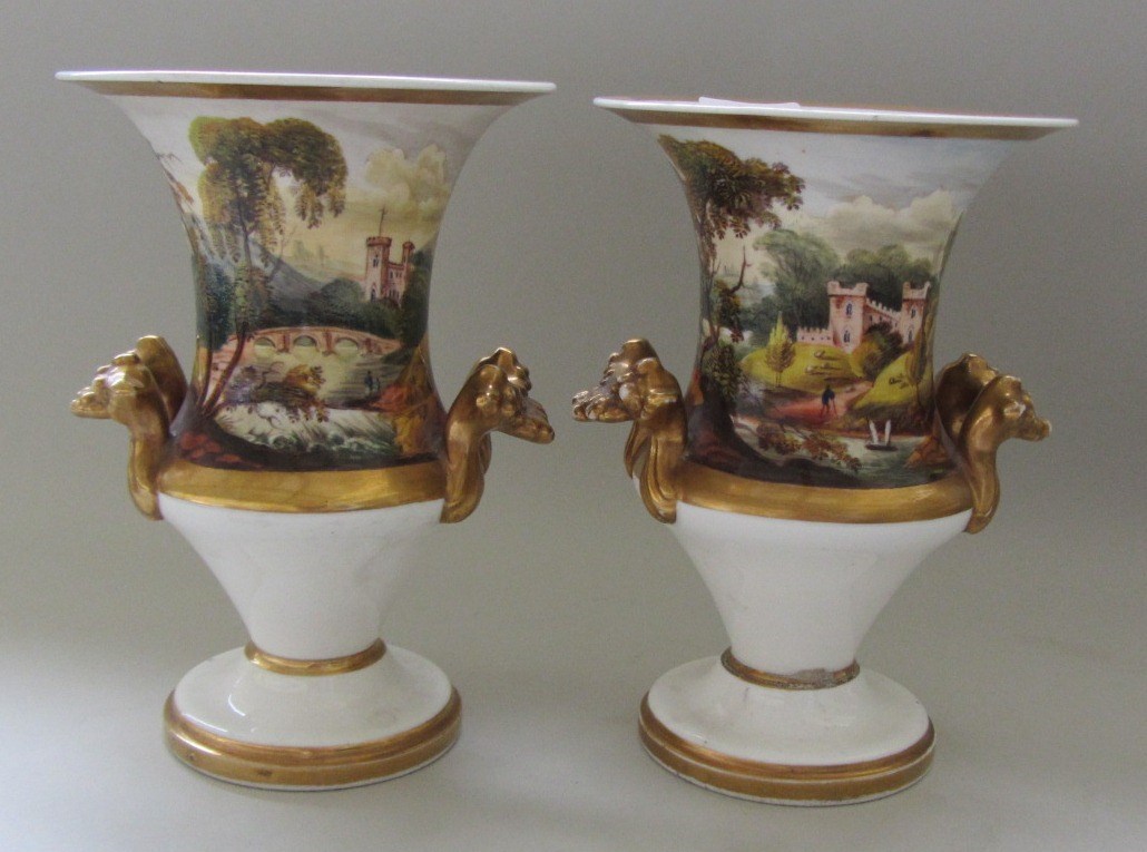 Appraisal: A pair of English porcelain vases circa of two- handled