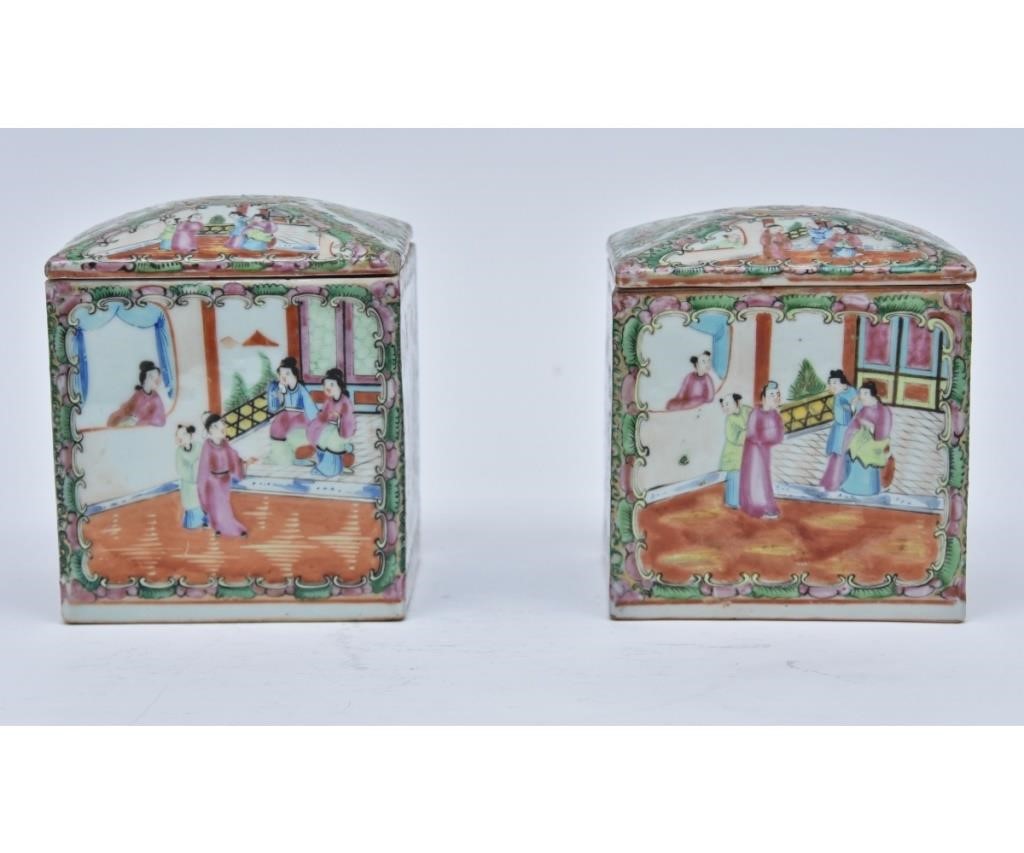 Appraisal: Large pair of Rose Medallion porcelain canisters marked made in