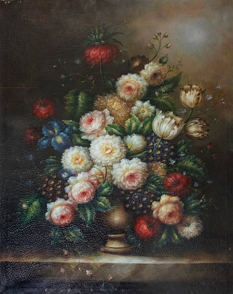 Appraisal: Continental School th Century A floral still life oil on