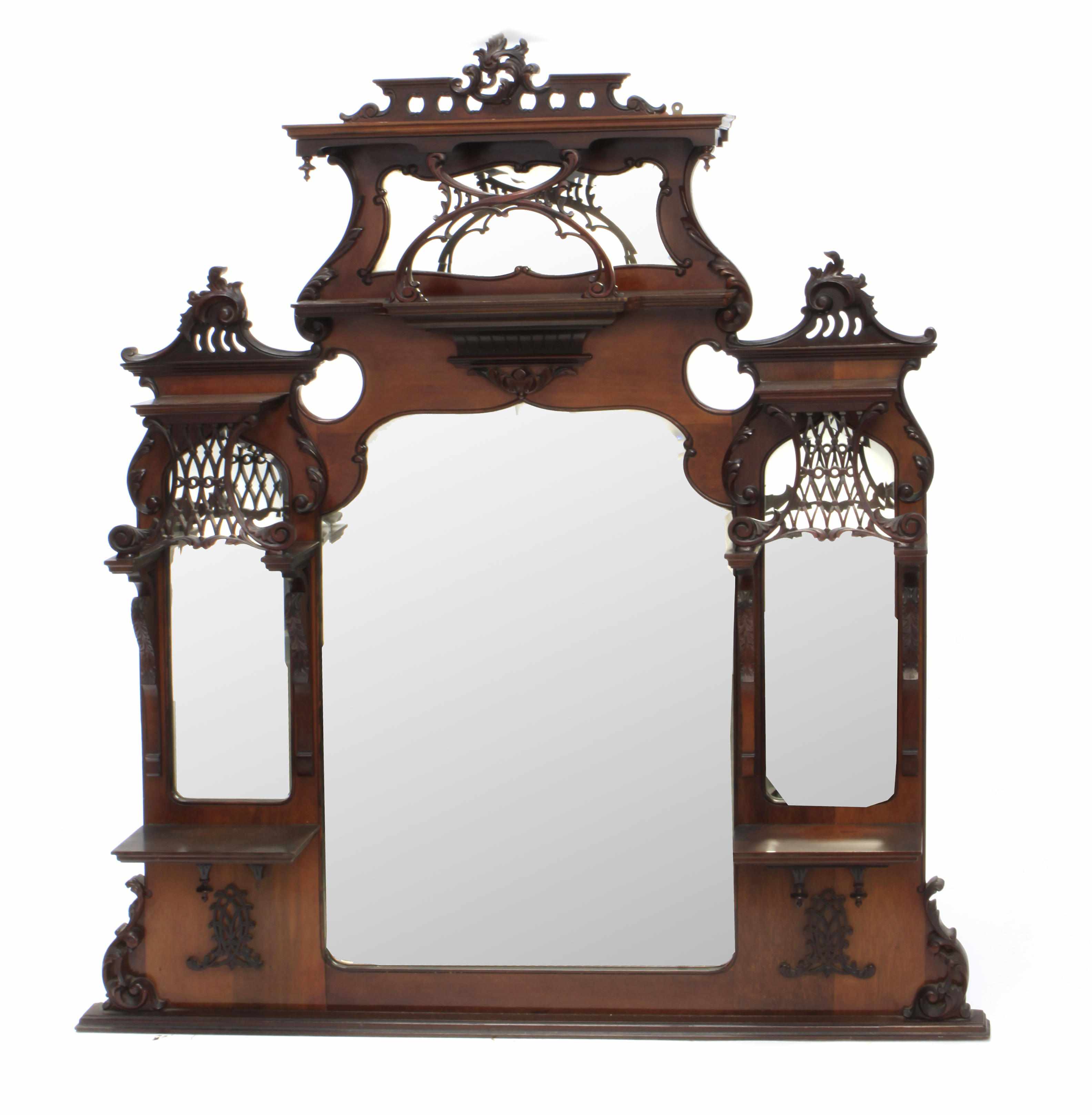 Appraisal: A Victorian mahogany overmantel mirror height in width in