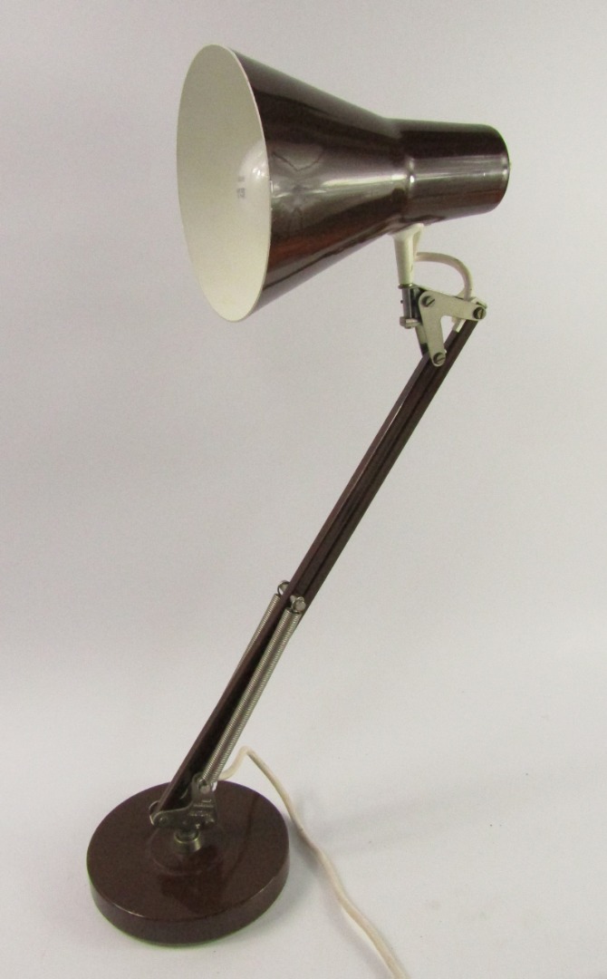 Appraisal: A Danish Multidan brown angle poise lamp cm high