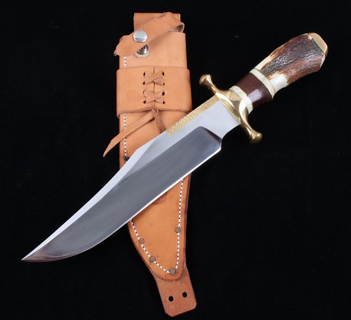 Appraisal: R H R Grand Stag Horn Custom Bowie Knife Featured