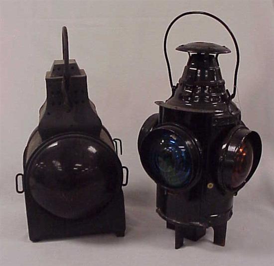 Appraisal: Unmarked tall lantern with single red lens '' h along