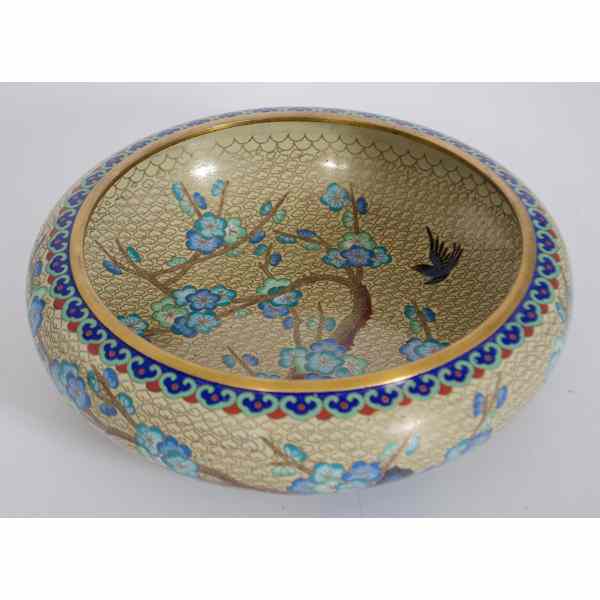 Appraisal: Chinese Cloisonne Bowl Chinese A cloisonn bowl with low bulbous