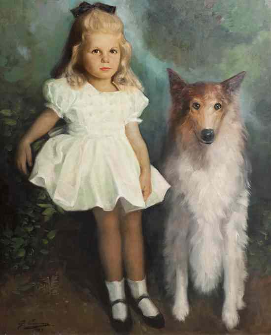 Appraisal: J Cassome th century Portrait of a Girl with Dog