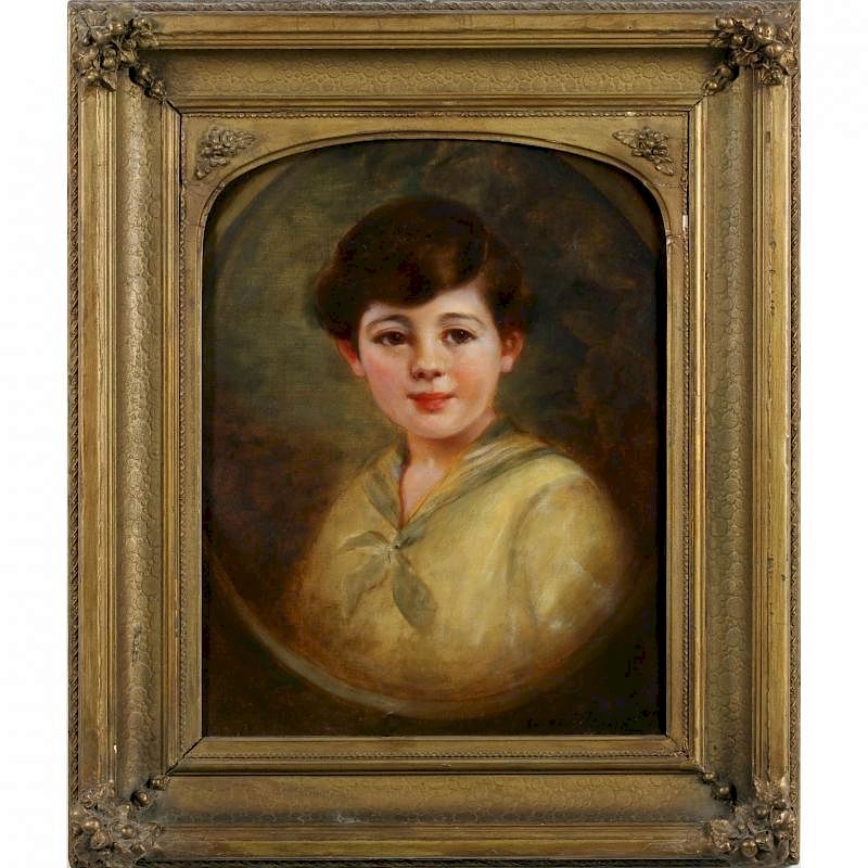 Appraisal: American School th century Portrait of a Young Boy oil