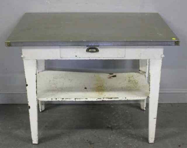 Appraisal: Vintage Industrial Medical Table With stainless steel top and drawer