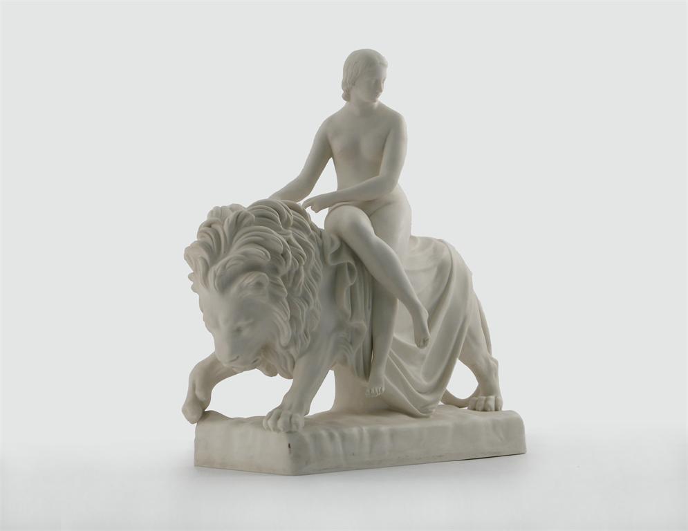 Appraisal: A large Minton Parian model of Una and the Lion