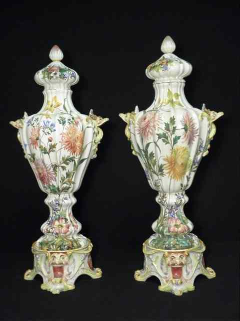 Appraisal: Pair of th century very large Nove Italian faience lidded