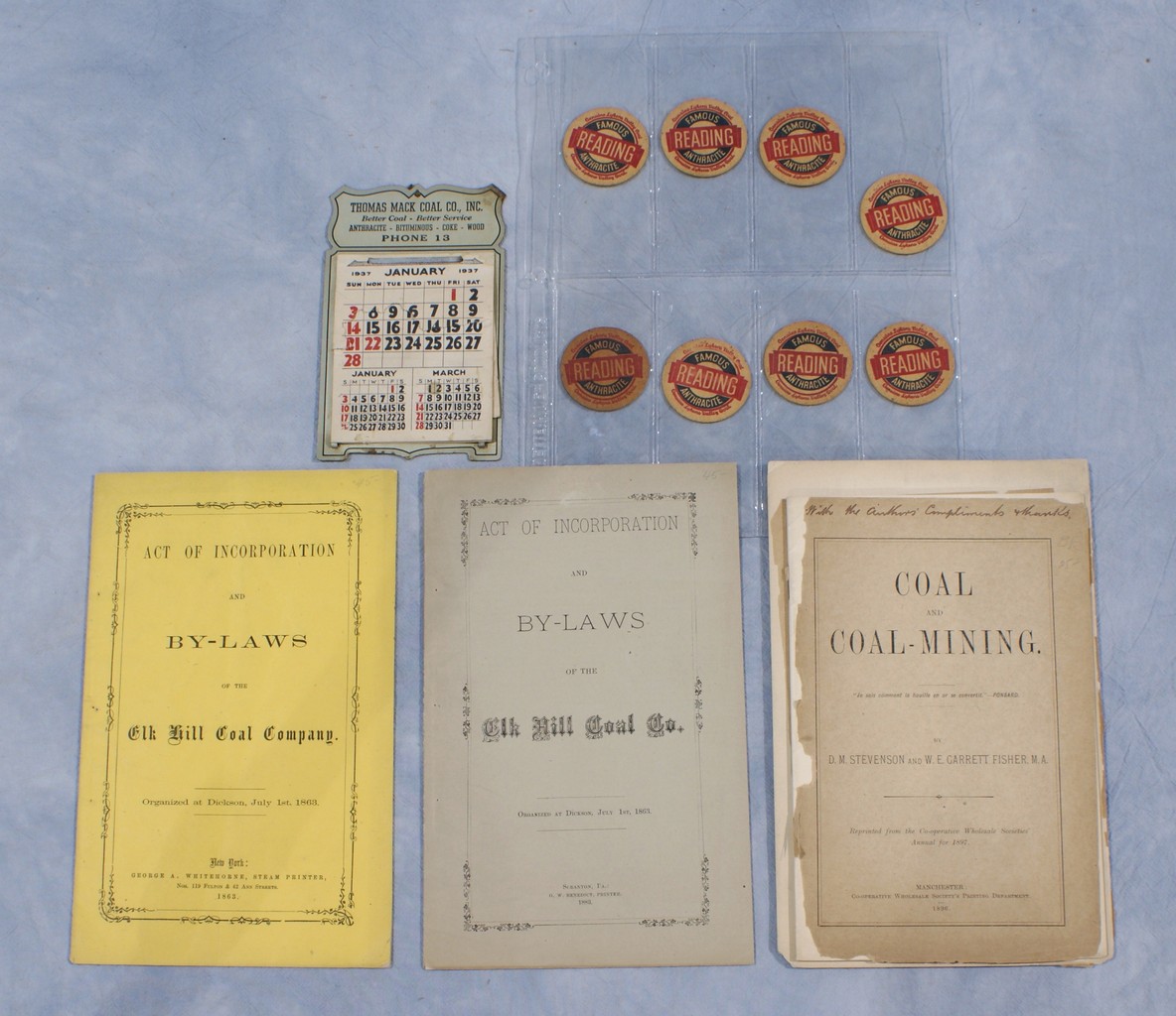 Appraisal: Coal and Mining ephemera to include receipts miner certificates billheads