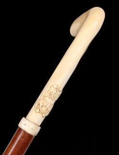 Appraisal: A LATE TH CENTURY IVORY HANDLE CANE The long slender