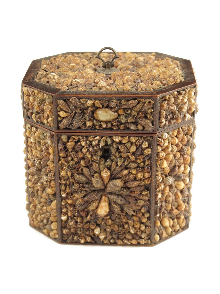 Appraisal: A George III shell encrusted tea caddy