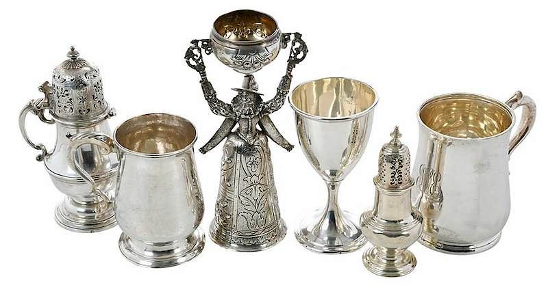 Appraisal: Collection of Six Pieces Silver Items including Georgian English Silver