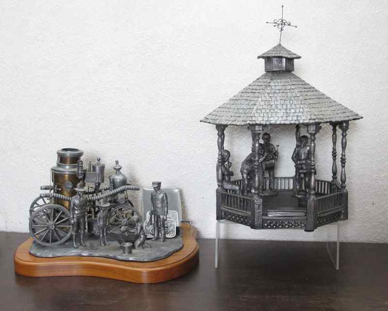 Appraisal: MICHAEL RICKER PEWTER GAZEBO FIRE TRUCK To include Park City