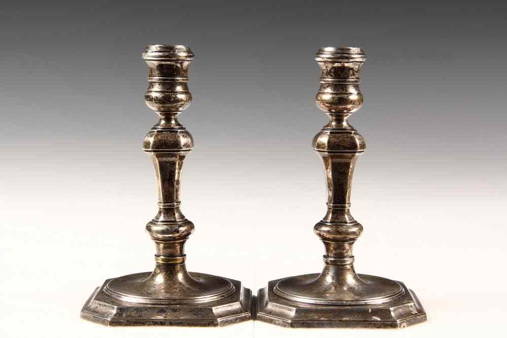 Appraisal: PAIR TIFFANY CANDLESTICKS - Sterling Silver Queen Anne Style Candlesticks