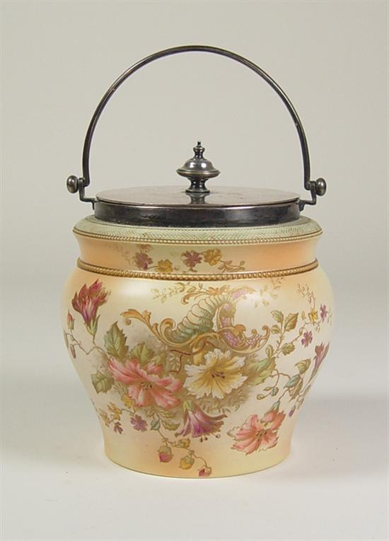 Appraisal: Carlton Ware Biscuit Jar Cream satin ground with mixed florals