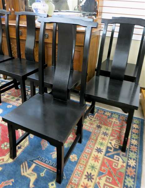 Appraisal: A SET OF EIGHT EBONIZED HARDWOOD DINING CHAIRS Chinese recent