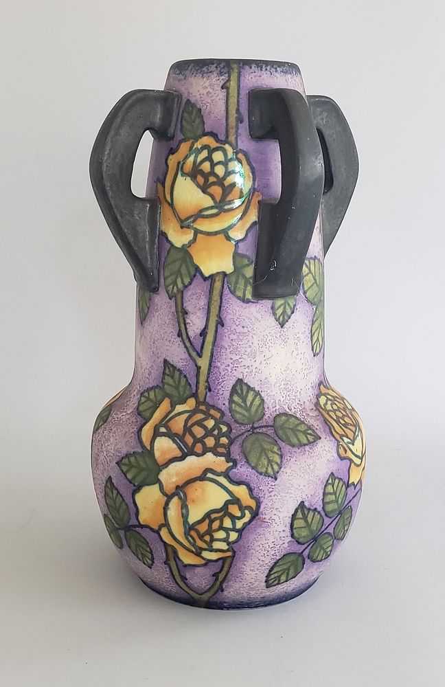 Appraisal: Vintage Painted Art Pottery Amphora Vase Vintage Painted Art Pottery