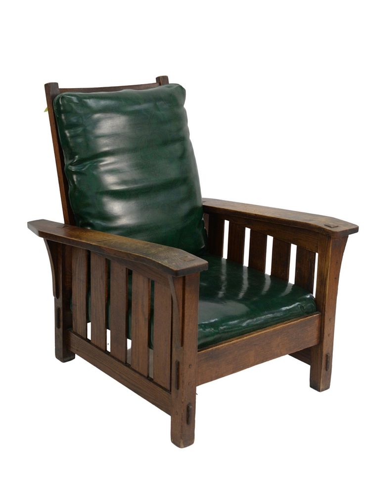 Appraisal: Gustav Stickley Oak Morris Chair having bent or drop arms