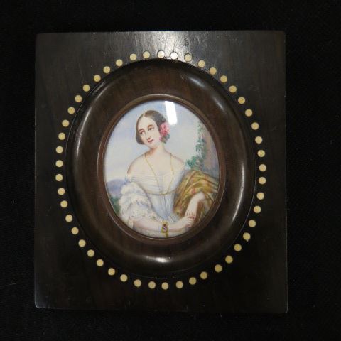 Appraisal: Miniature Painting on Ivory portrait of a young lady oval