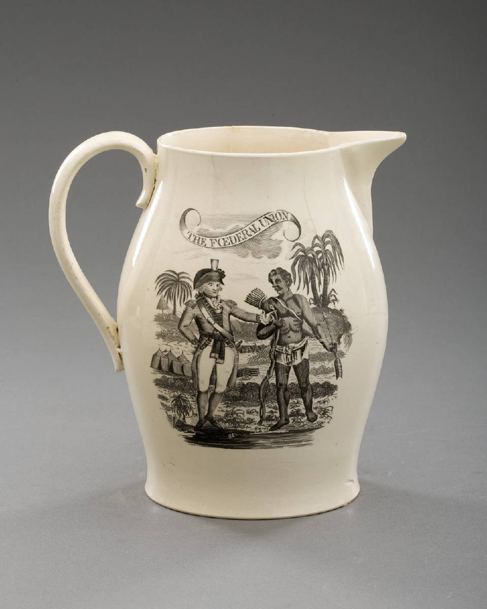 Appraisal: ENGLISH CREAMWARE BLACK TRANSFER-PRINTED JUG PROBABLY STAFFORDSHIRE CIRCA - Printed