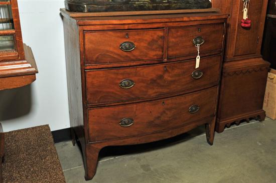 Appraisal: CHEST OF DRAWERS Bowfront Mahogany chest with two over two