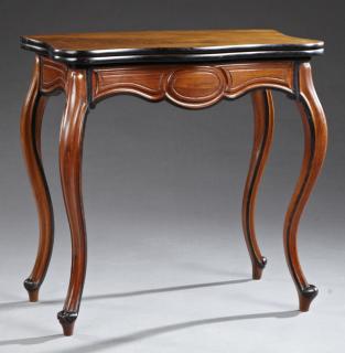 Appraisal: Louis XV Style Carved Walnut Games Table late t Louis