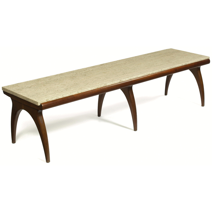 Appraisal: Bertha Schaefer coffee table by Singer and Sons USA walnut