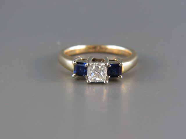 Appraisal: Diamond Sapphire Ring carat princess cut diamond with rich sapphires