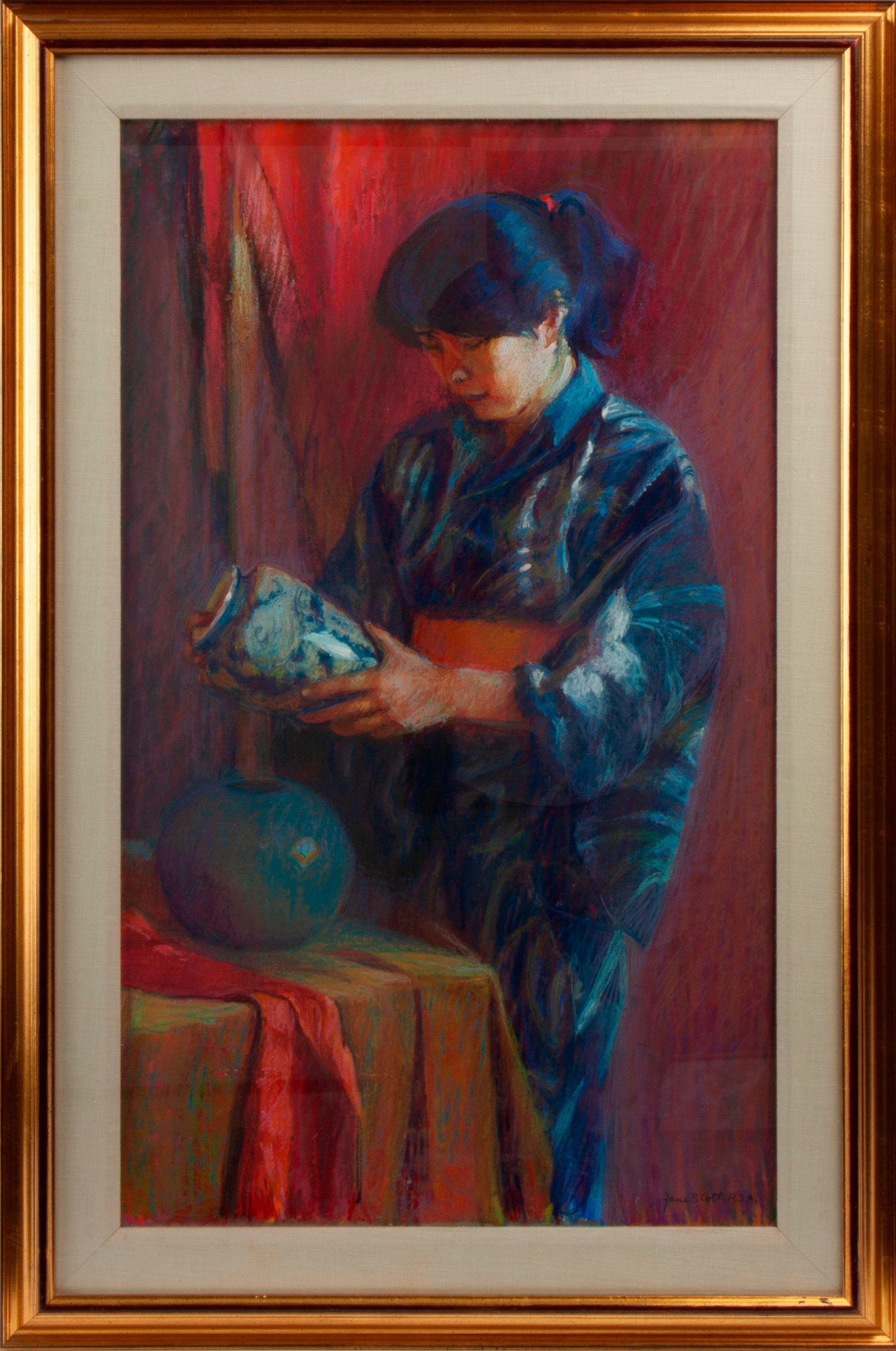 Appraisal: JANE UREN SCOTT PASTEL 'THE COLLECTOR' Jane Uren Scott Nebraska