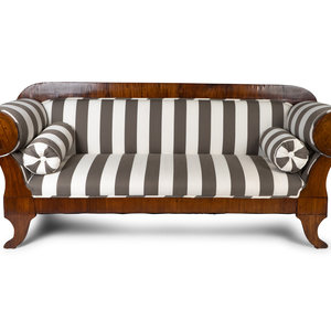 Appraisal: A Biedermeier Style Walnut Sofa TH CENTURY Height x width