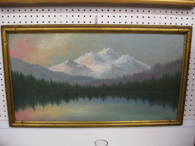 Appraisal: L Griffith Oil on Board lake mountains x image area