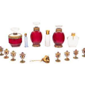 Appraisal: A Collection of Glass and Ormolu Articles including three silver-gilt