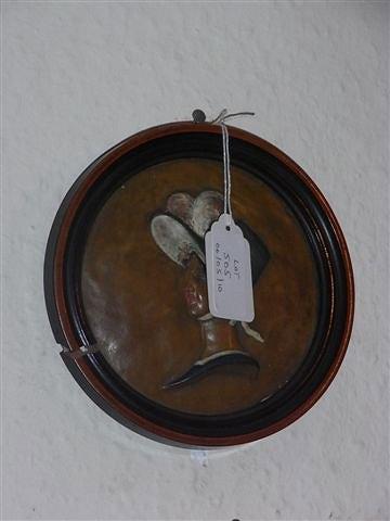 Appraisal: A PAIR OF GEORGIAN WAX WORK MINIATURE ROUNDELS framed with