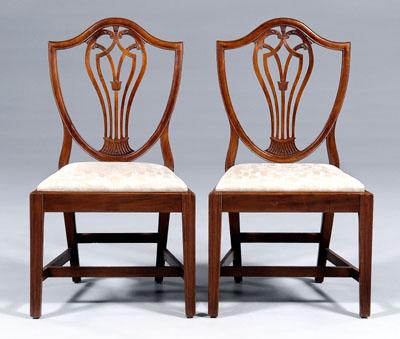 Appraisal: Pair Philadelphia Federal chairs each with shield back and carved