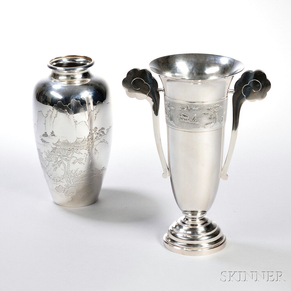 Appraisal: Two Southeast Asian Silver Vases mid to late th century