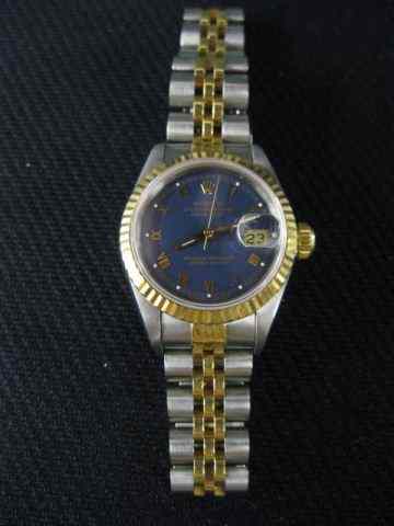 Appraisal: Rolex k Gold Stainless Ladies Wristwatch blue dial serial L