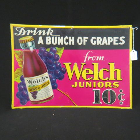 Appraisal: Welch's Grape Juice Advertising Sign tin x