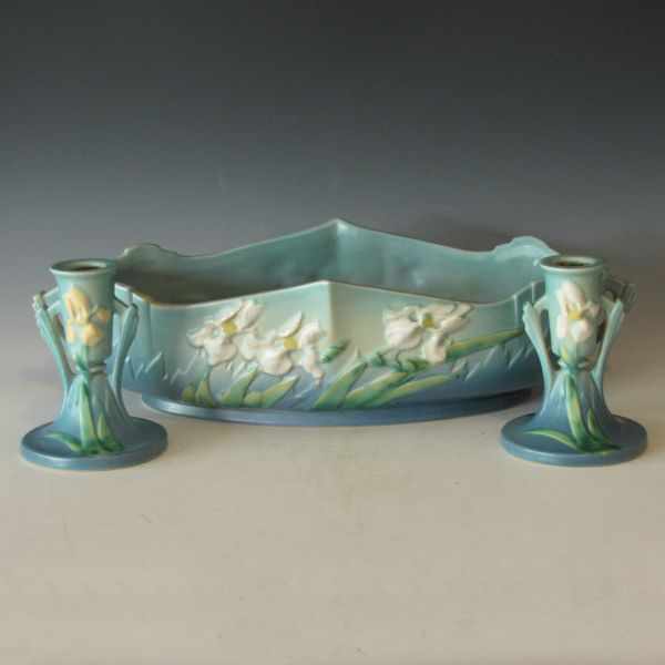 Appraisal: Roseville Iris console set including a - '' bowl and