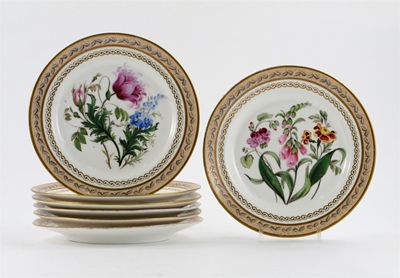 Appraisal: A set of seven Copeland Garrett porcelain botanical plates each