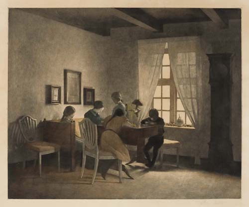 Appraisal: PETER ILSTED Rainy Day Color mezzotint on chine coll circa