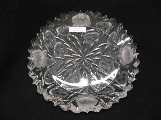 Appraisal: Brilliant Period Cut Glass Tray intaglio water lily design scarce