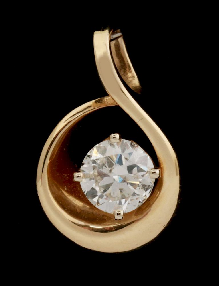 Appraisal: A K PENDANT WITH CT DIAMOND SIGNED MICKY ROOF The