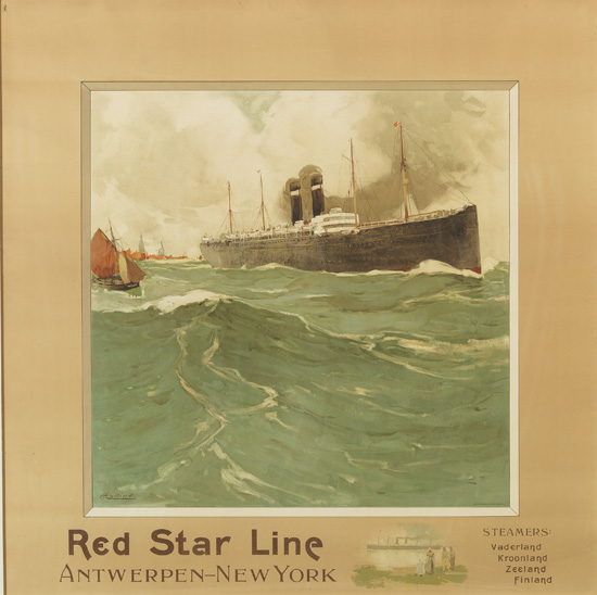 Appraisal: HENRI CASSIERS - RED STAR LINE ANTWERPEN-NEW YORK x inches