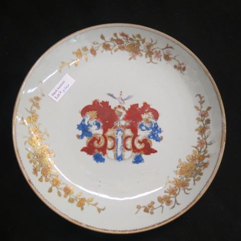 Appraisal: Chinese Export Armorial Bowl crest in center gold floral trim