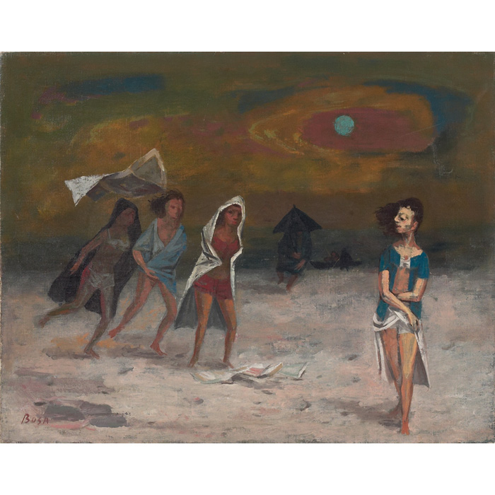 Appraisal: Louis Bosa American - Storm on the Beach oil on